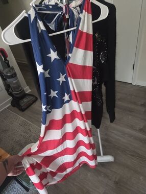 Vintage American Flag Stripe Midi Dress - Red, White & Blue